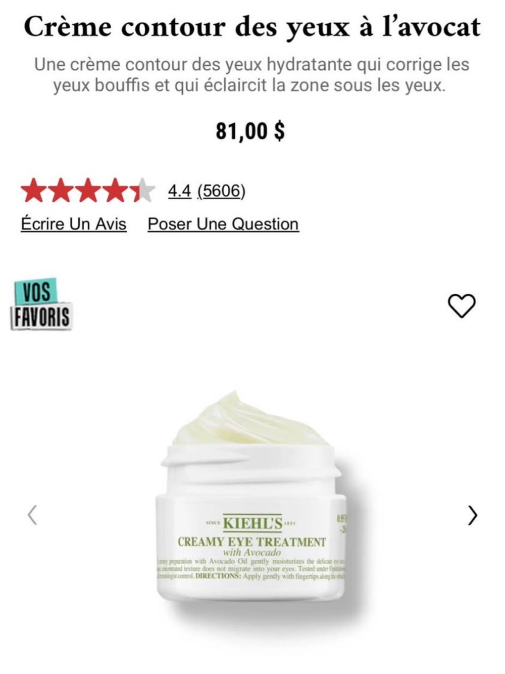 Kiehl’s Avocato Eye Cream (Full size)